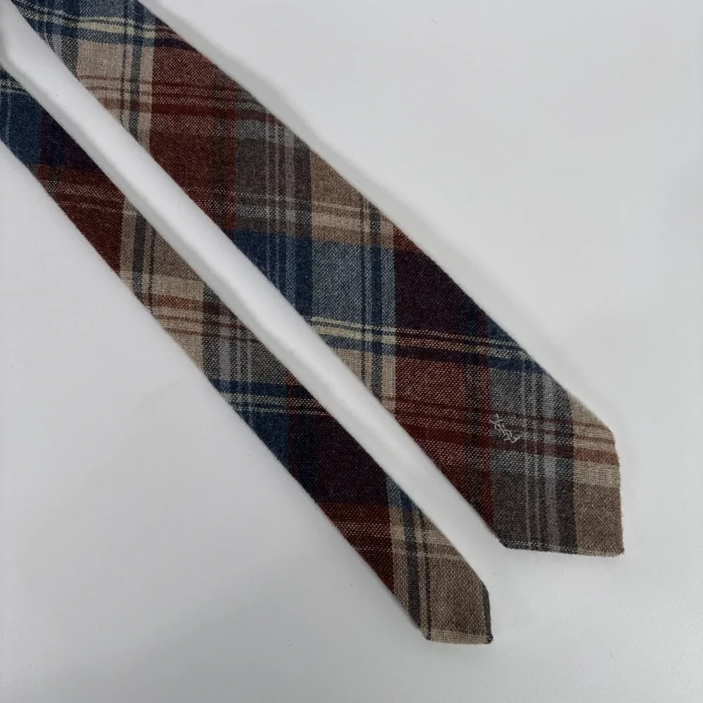 Lot of 2 Vtg Yves‎ Saint Laurent Heather Mist Plaid Wool Blend Ties Men 56